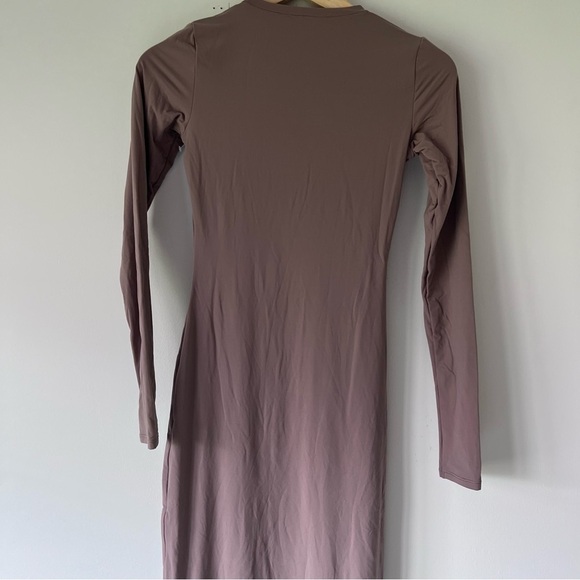 Women's Brown Long Sleeve Dress - Picture 4 of 6